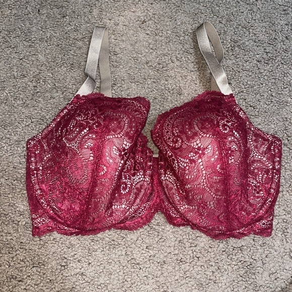 ThirdLove 24/7 Memory Foam Lace Balconette Multiway Adjustable Bra Burgundy 34F - Picture 4 of 8